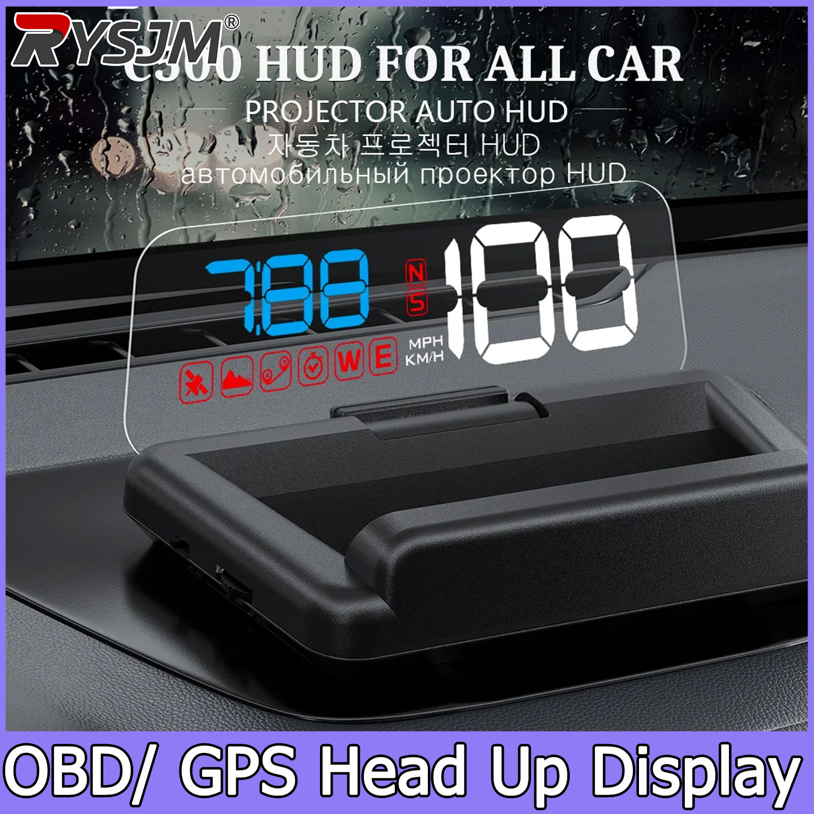 Anemometer Wind Speed - C500/T900, OBD/GPS HUD Auto Head-Up-Display EOBD